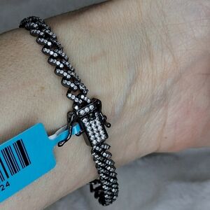 Moissanite 925 Black Rhodium Plated Iced Out Monaco Bracelet